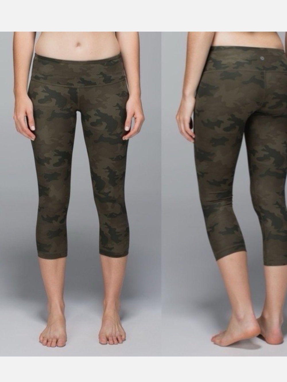 Lululemon wunder under green camo cropped leggings size 4